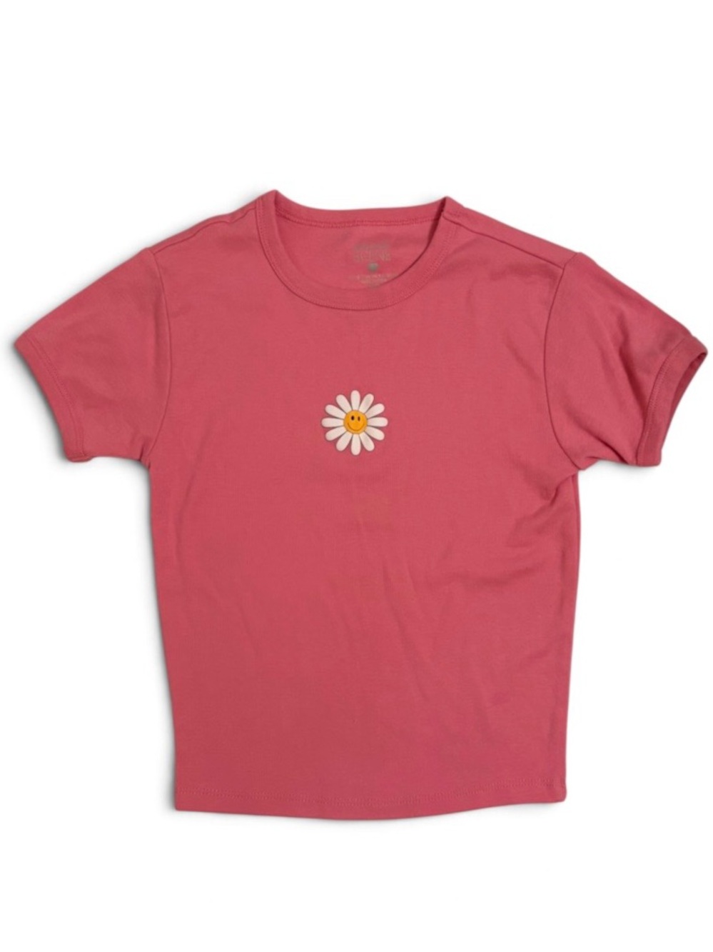 Pink Daisy Graphic Tee Womens Size XS Shortsleeve Shirt Top